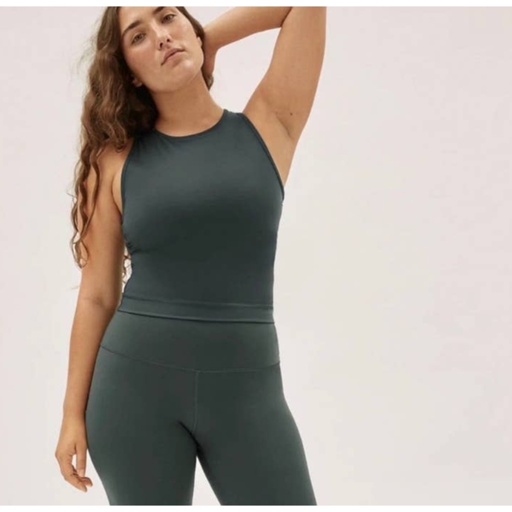 NWT Everlane Dark Green The Perform Sleeveless Racerback Round Neck Tank Top XXS